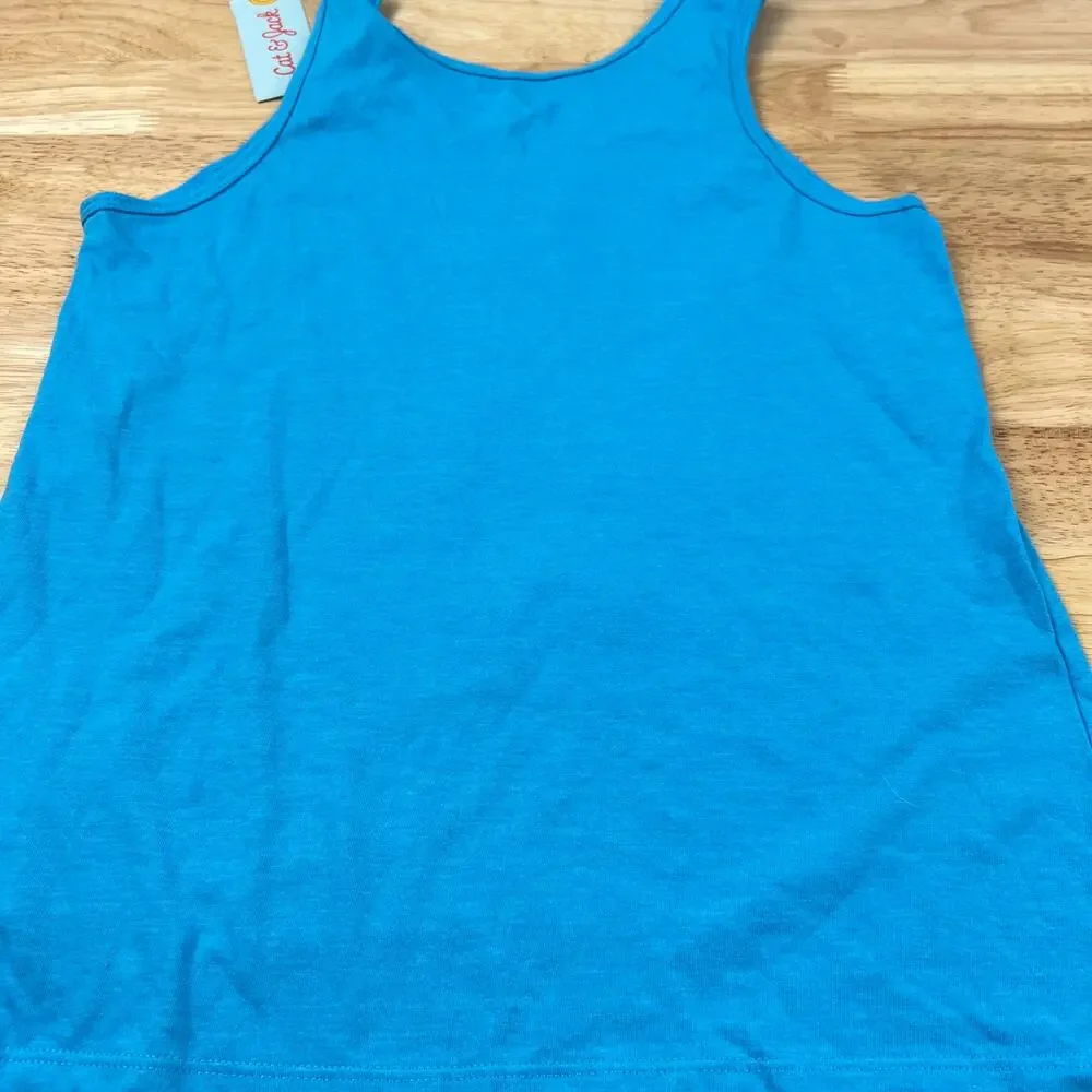 Cat & Jack Girls' Turquoise Blue Flip Sequin Pineapple Tank Top - Large - NWT